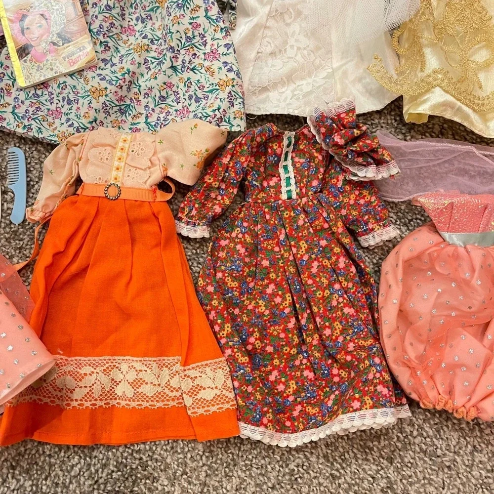 Vtg 50+ Lot Barbie Doll Clothes Gown 80s 90s Dresses Tops Skirt Sets accessories